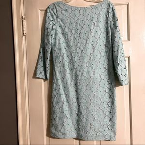 Diane Von Furstenberg blue lace mini dress size 10 with quarter sleeves